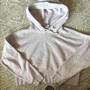 Adidas Heather Pink Cropped Hoodie